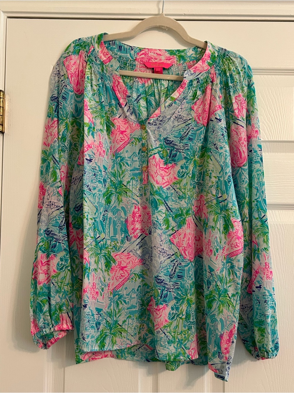 Lilly Pulitzer Elsa Silk Top, Bohemian Queen, Size L